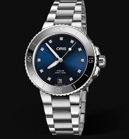 Review Oris Aquis Date Diamonds 36.5mm Replica Watch 01 733 7731 4195-07 8 18 05P